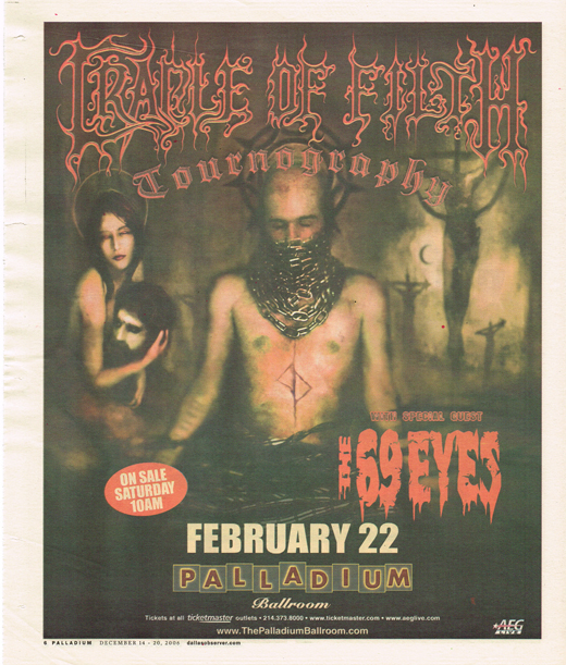Cradle Of Filth - December 2006 Tour Concert Ad