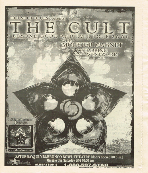 The Cult - June 2001 Concert Ad