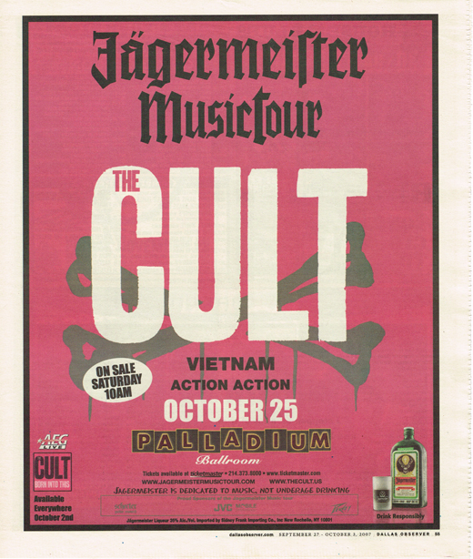 The Cult - September 2007 Concert Ad