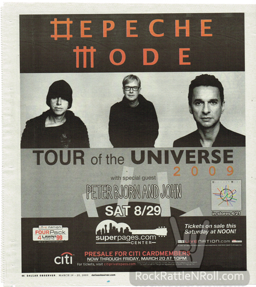Depeche Mode - 2009 Tour Concert Ad