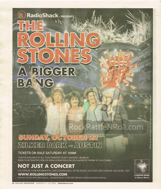 Rolling Stones - August 2006 Tour Concert Ad