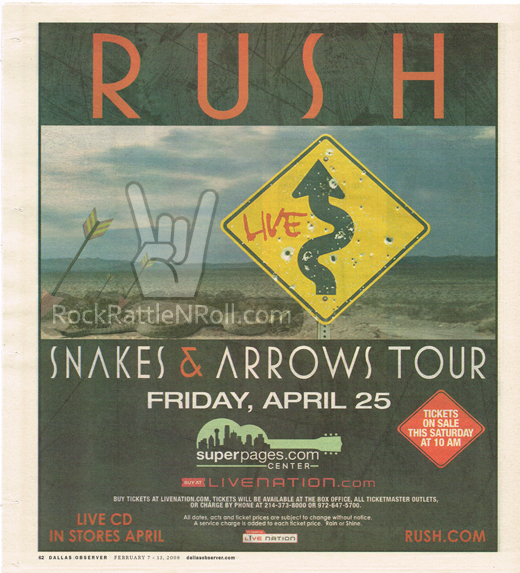 Rush - February 2008 Tour Concert Ad