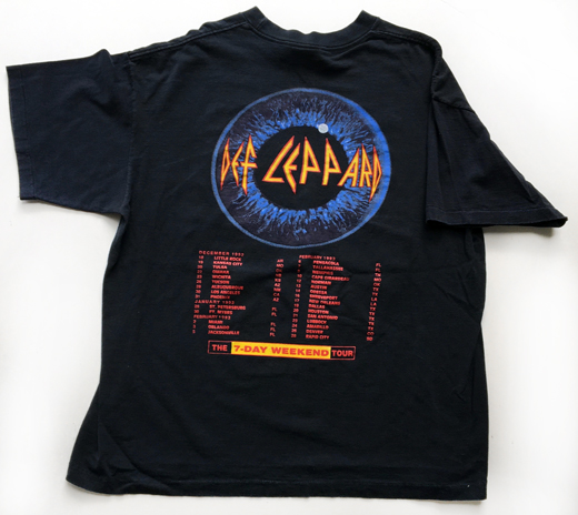 Def Leppard - 1993 7 Day Weekend Tour Concert T-Shirt - Used XL