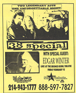38 Special | Edgar Winter - Dallas, TX Handbill