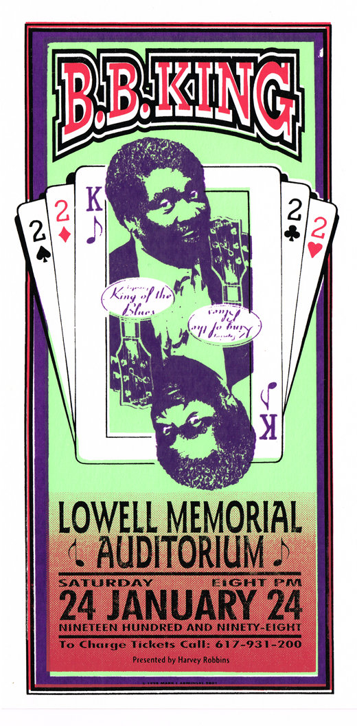 B.B. King Lowell Memorail Auditorium January 24, 1998 Lowell, MA Handbill