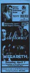 Kenny Wayne Shepherd / Deftones / Megadeth - DFW Texas Handbill