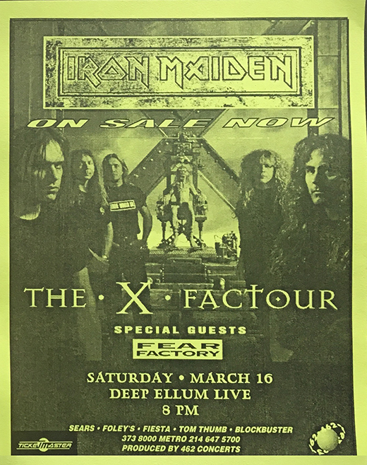 Iron Maiden - 1996 Dallas, TX Handbill