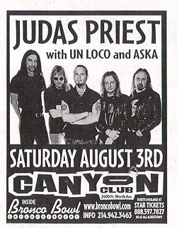 Judas Priest 1998 concert handbill