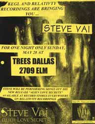 Steve Vai - Dallas, TX Handbill