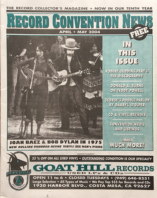 Bob Dylan - Record Convention Magazine May 2004