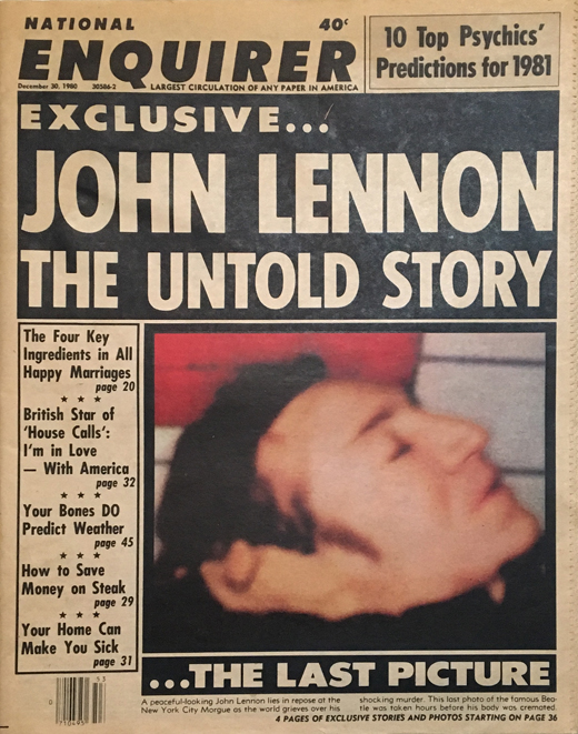 John Lennon - December 30, 1980 National Enquirer Magazine