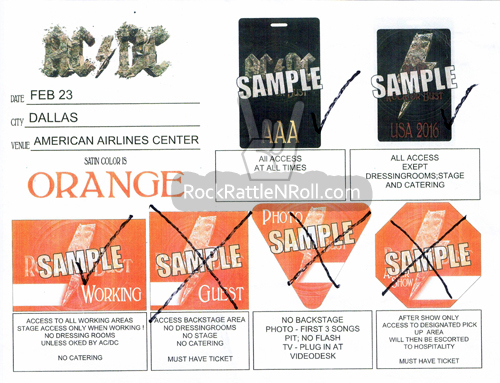 AC/DC - Rock Or Bust Backstage ID Sample Sheet