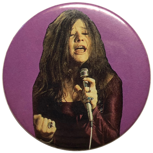 Janis Joplin - Vintage 2 Inch Button Purple Background