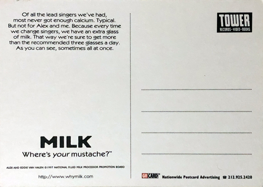 Van Halen - Got Milk Promo Postcard