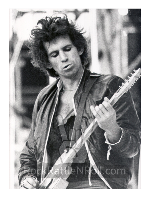 The Rolling Stones Keith Richards 1981 Tattoo You Tour - 12x16 BW Photo