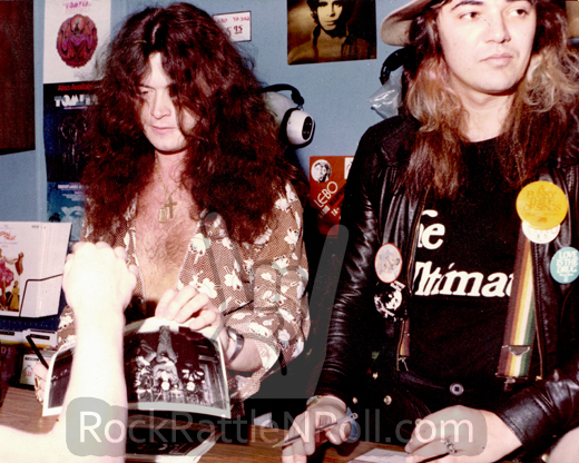 Tommy Bolin and Glenn Hughes at a 1976 record store signing in Dallas, Texas