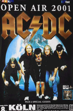 AC/DC 2001 Open Air Koln Germeny original concert Poster