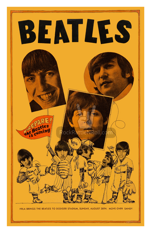The Beatles - 1966 Dodger Stadium LA, CA Concert Poster