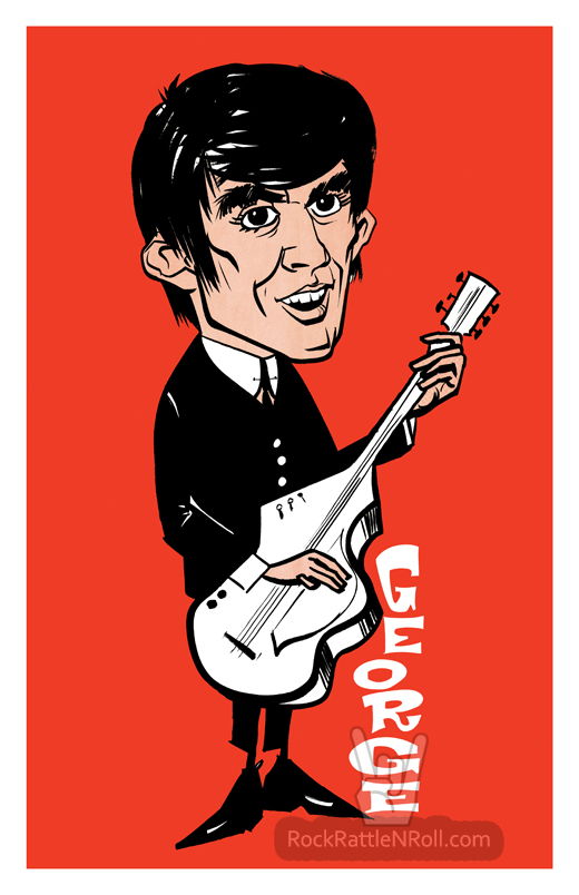 The Beatles - 1966 George Harrison Cartoon Poster