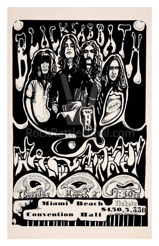 Black Sabbath - 1972 Convention Hall Miami Beach, FL Concert Poster