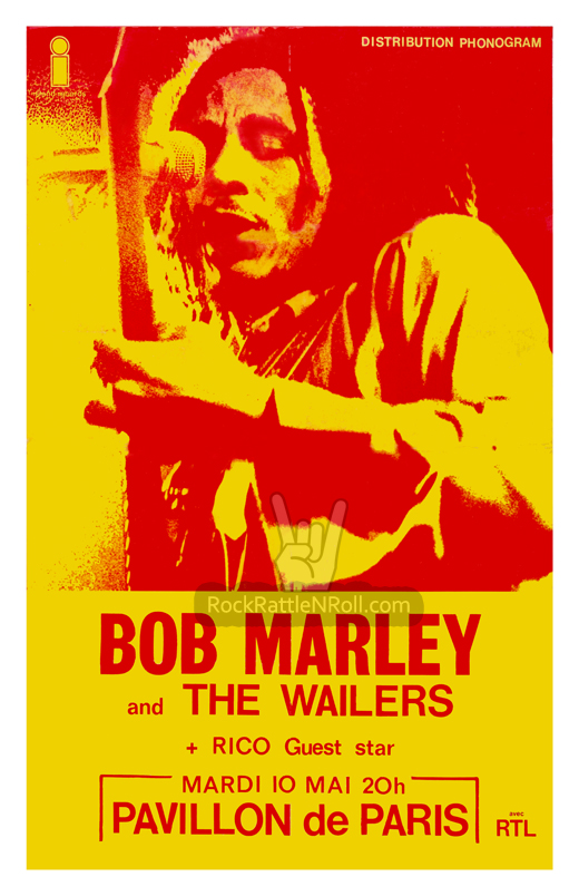 Bob Marley - May 20, 1977 Pavillion De Paris, France Concert Poster