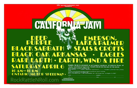California Jam - 19744 Cal Jam Ontario Motor Speedway Concert Poster
