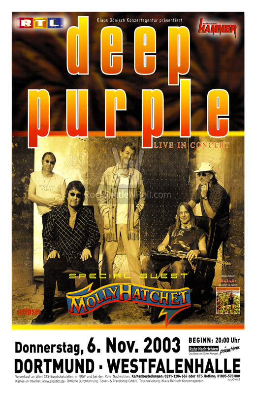 Deep Purple - 2003 Dortmund, Germany 11x17 Poster