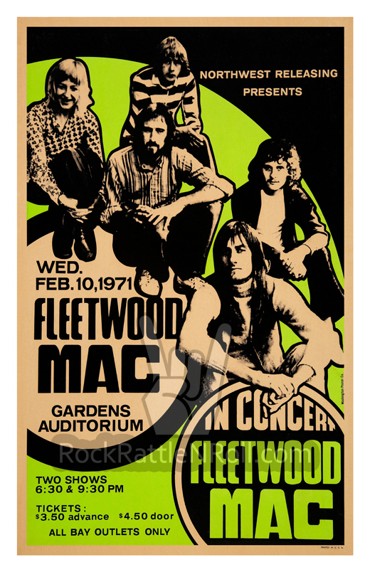 Fleetwood Mac - February 10, 1971 Garden's Auditorium SF CA Concert Poster