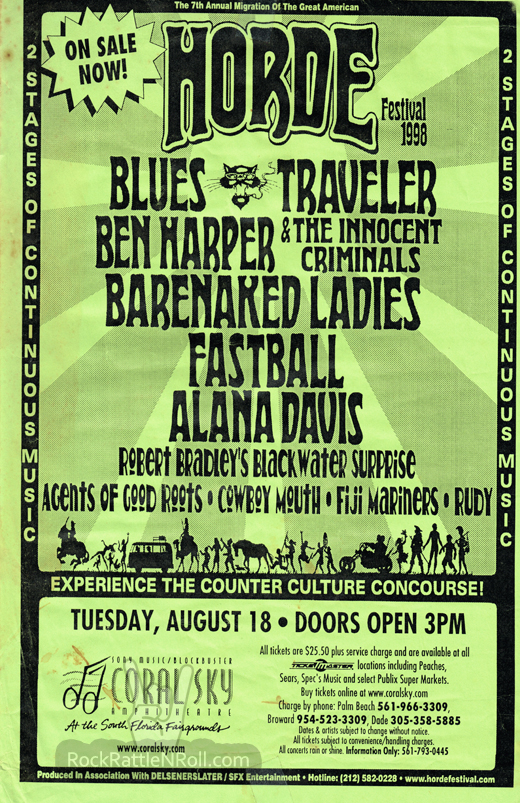 Original Horde - August 18, 1998 Palm Beach, FL Festival Poster