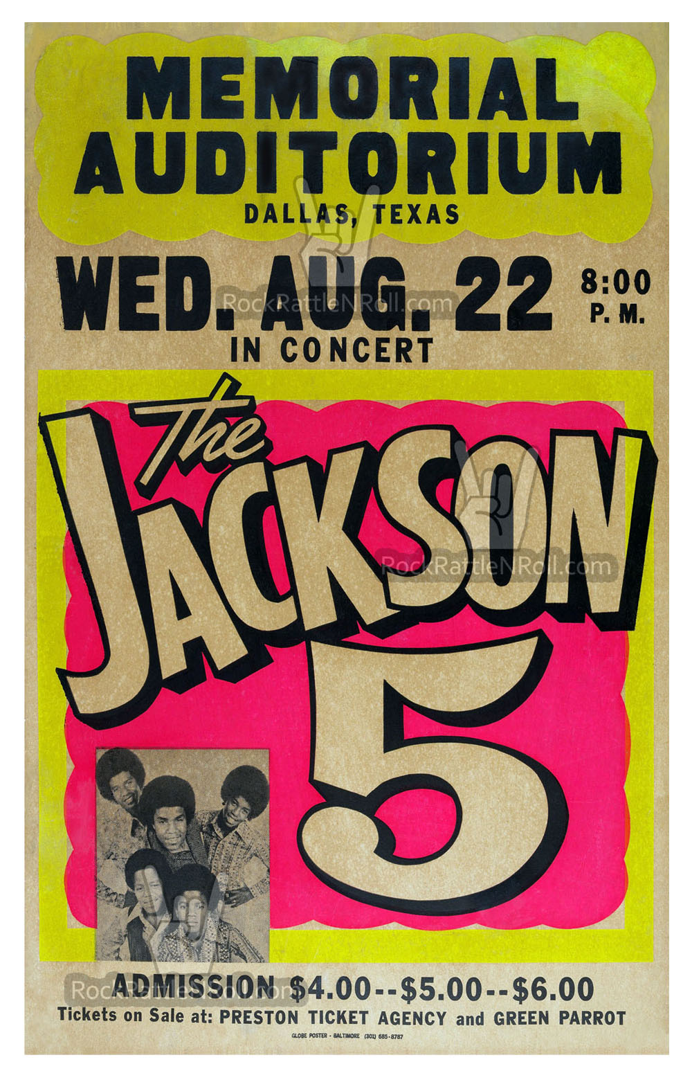 Jackson 5 - 1973 Memorial Auditorium Dallas, TX Concert Posterr