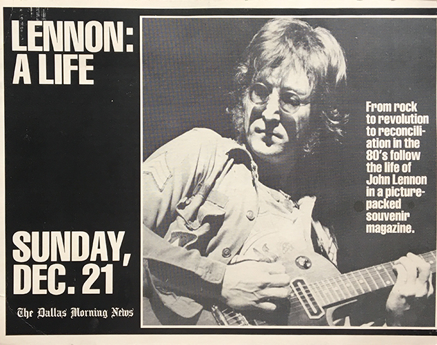 John Lennon: A Life 1990 Dallas Morning News Poster Card