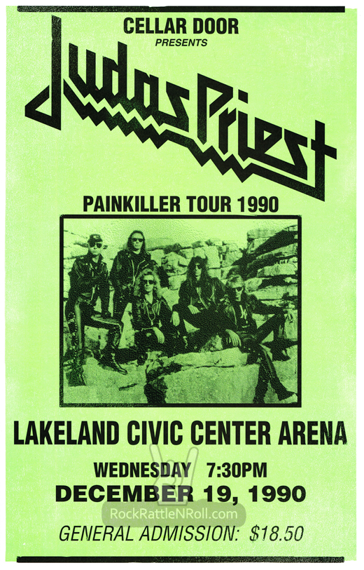 Original Judas Priest December 19, 1990 Lakeland Civic Center Florida Concert Poster