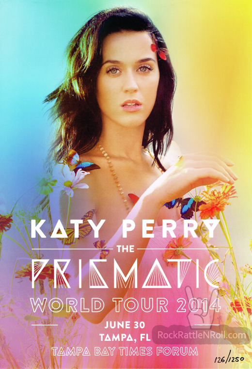 Katy Perry - 2014 Tampa Bay imes Forum Florida Prismatic Official Tour Poster Limted Numbered 126 of 1250