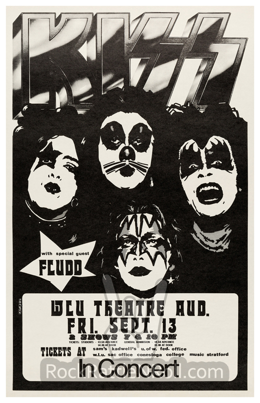 KISS - September 13, 1974 WCU Theatre Ontario, Canada Concert Poster