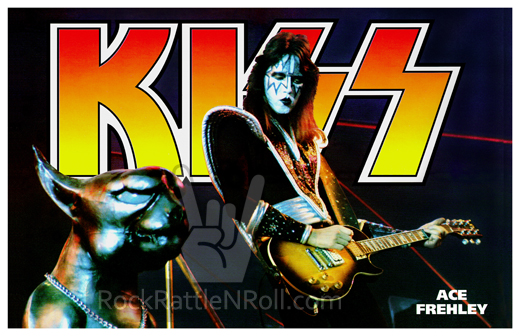 KISS - 1977 Ace Frehley 11x17 Magazine Poster Onstage Cat