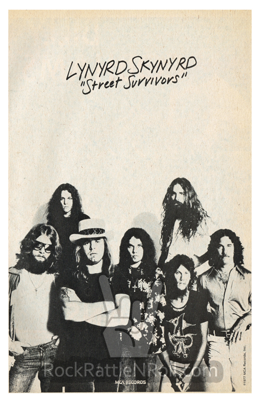 Lynyrd Skynyrd - 1977 Street Survivors Repro MCA Promo Poster