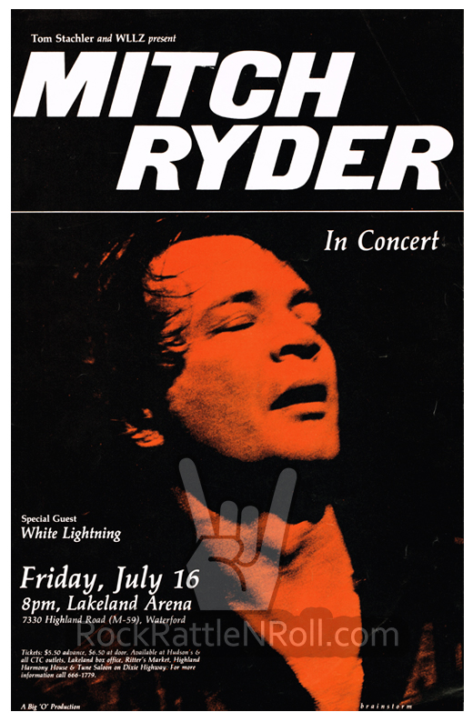 Original Mitch Ryder July 16, 1976 Lakeland Arena Florida Concert Poster