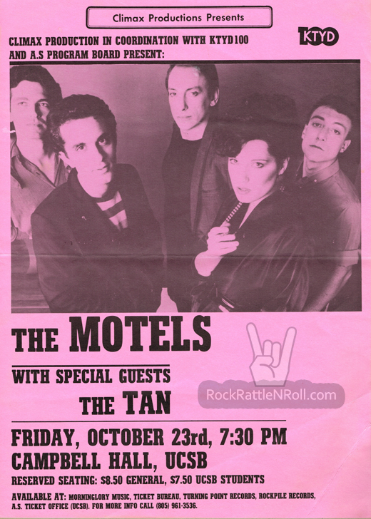 Original Motels October 23, 1987 Campbell Hall UCSB Santa Barbara, CA Concert Poster