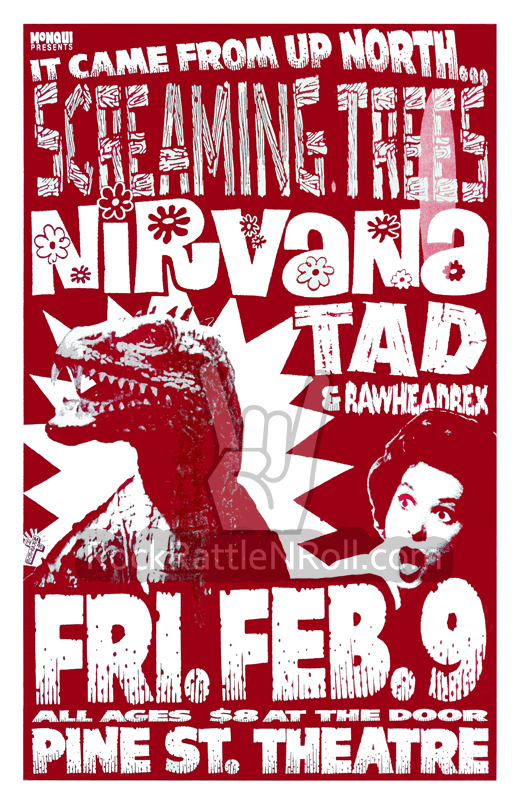 Nirvana - February 9, 1990 Pine St. Theatre Portland, OR Concert Poster