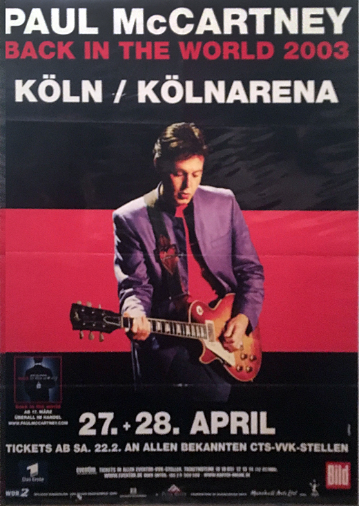 Paul McCartney - 2003 Koln Germany Tour Poster