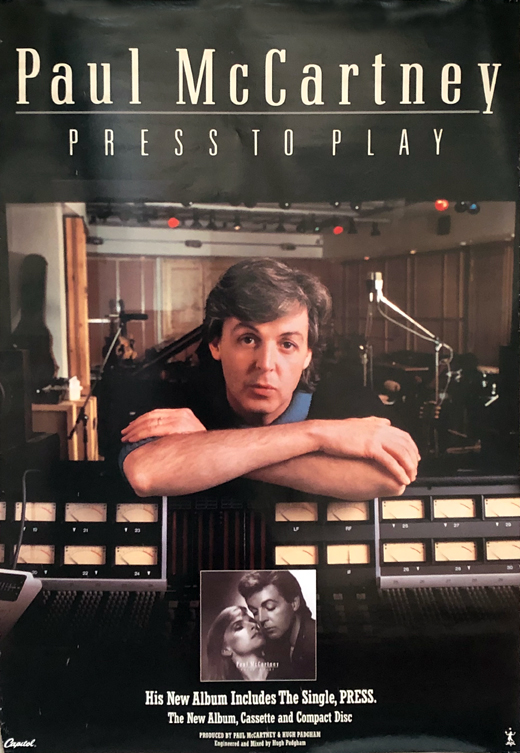 Paul McCartney - 1986 Press To Play In The Studio Promo Poster