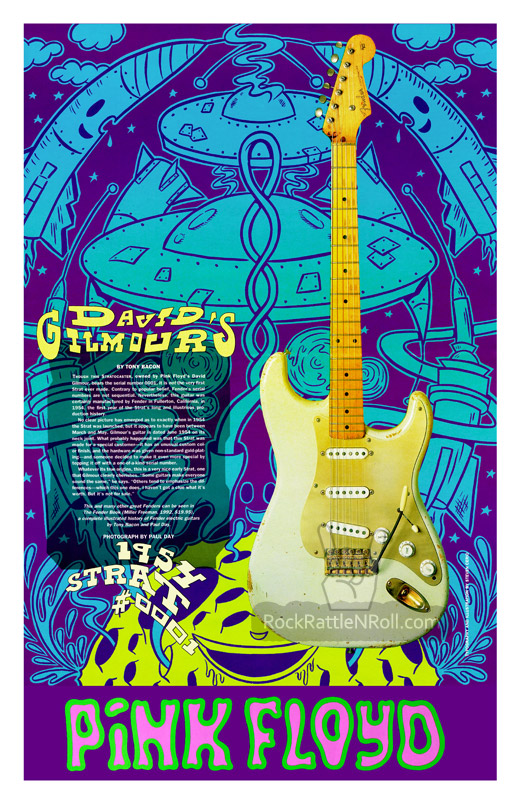Pink Floyd - Guitar Player David Gilmour 1954 Fender Guitar Poster