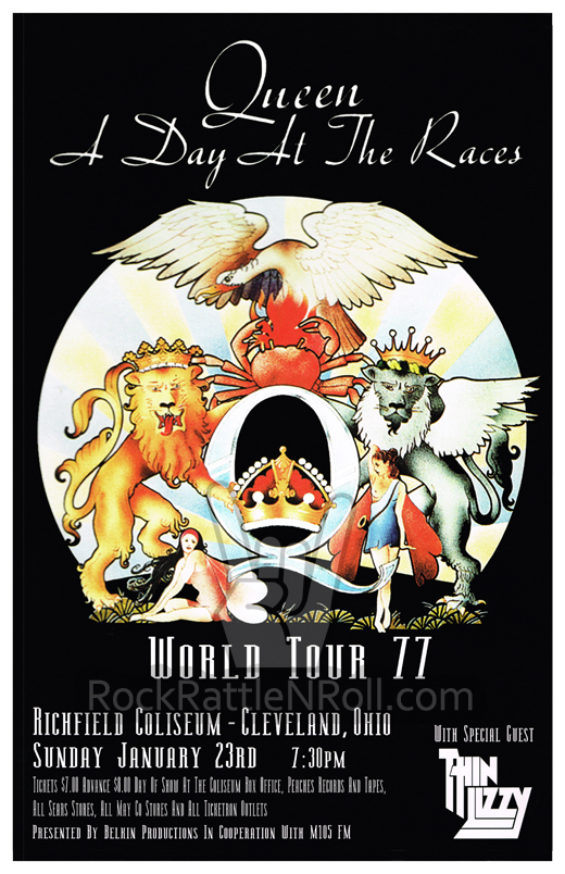 Queen - January 23, 1977 Richfield Coliseum, Cleveland, OH Concert Poster