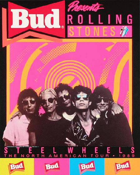 Rolling Stones 1989 Promo Budweiser Tour Poster