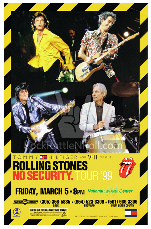 Rolling Stones - 1999 National Car Rental Center Palm Beach, FL Concert Poster