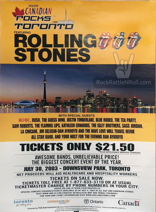 Original Rolling Stones - 2003 Downview Park Tornoto, Canada Concert Festival Poster