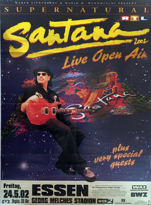 Santana - Supernatural 2002 Tour Germany Concert Poster