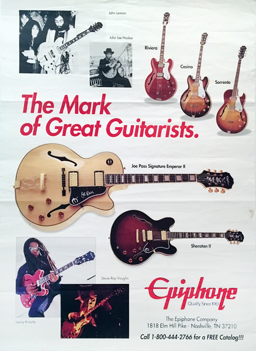 Stevie Ray Vaughan - Epiphone The Mark of The Great Guitarist Promo Poster