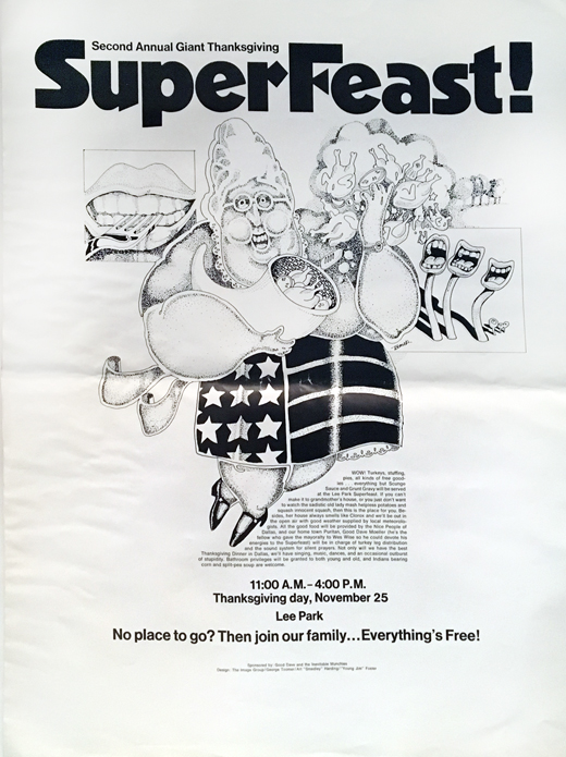 Original SuperFeast - 1970s Lee Park Dallas, TX Thanksgiving Event Poster