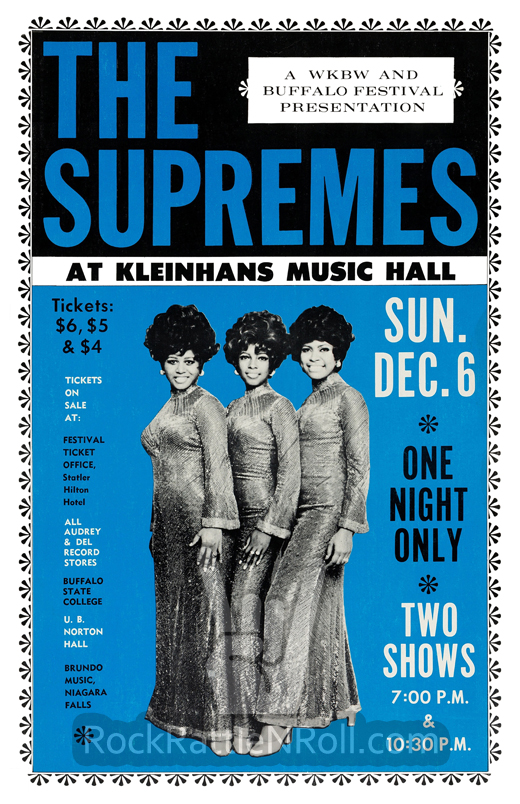 Supremes - Decmeber 6, 1970 Kleinhans Music Hall Buffalo, NY Concert Poster